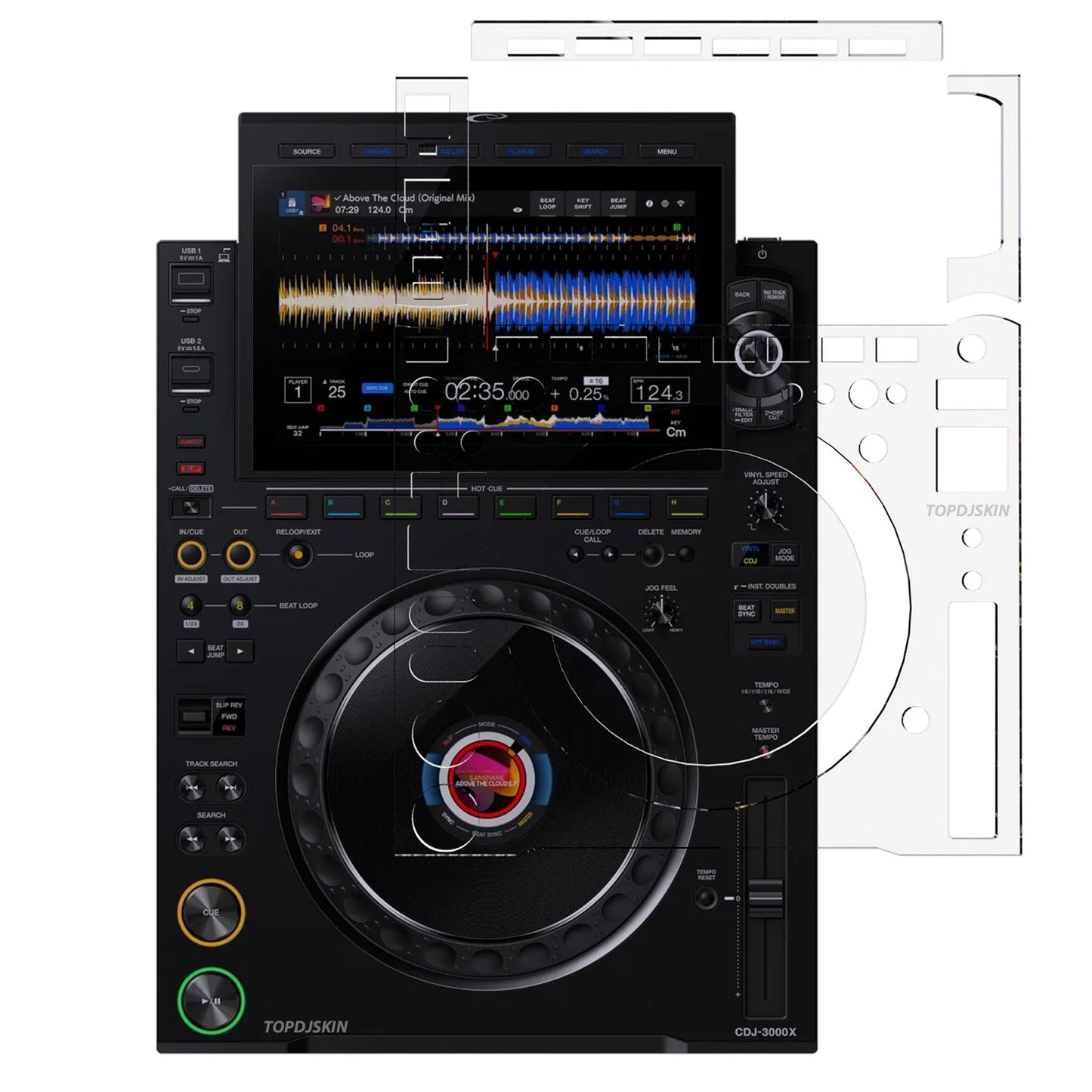 Top DJ Skin Pioneer DJ CDJ-3000X Protective Overlay