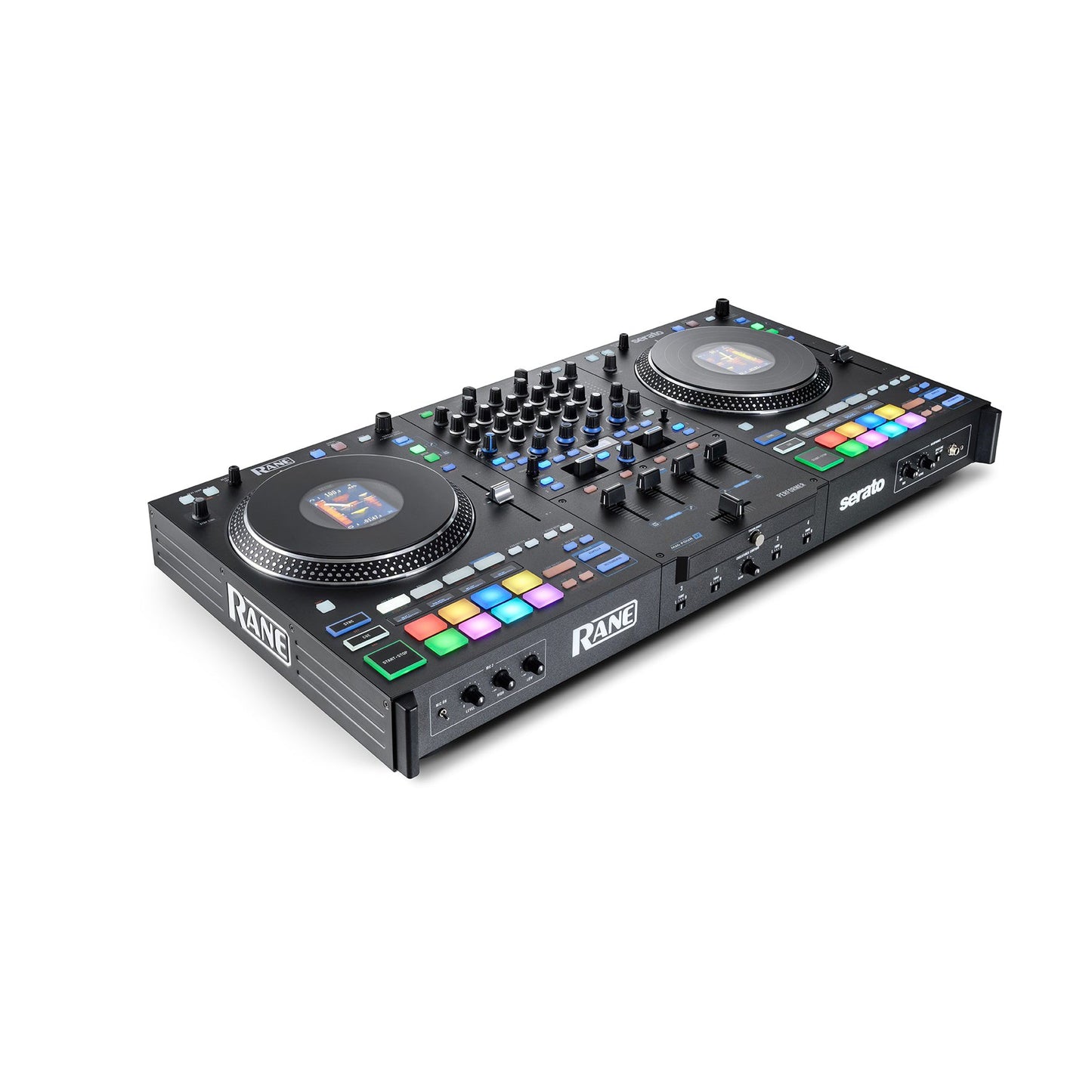<a href="https://www.thelittlemidistore.com"> <img src="path/to/rane-performer.jpg" alt="Rane Performer DJ Controller with various knobs, buttons, and a digital display"> </a>
