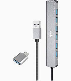 NYK 7 Port USB 3.0 Hub w/ 1m Cable & OTG Type-C