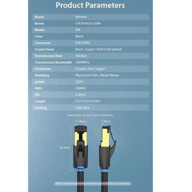 Vention Gold CAT8 Ethernet LAN RJ45 Network Cable