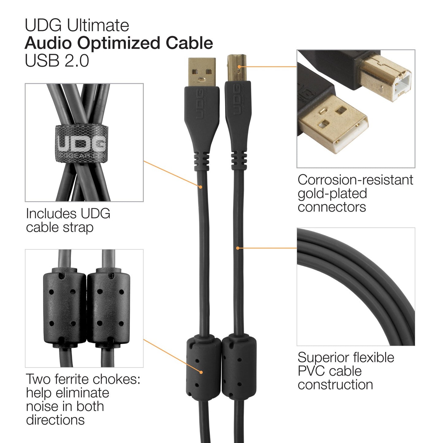 UDG Ultimate USB Cable 2.0 A-B Black Straight