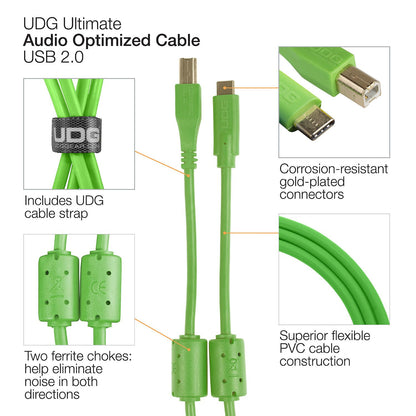 UDG Ultimate USB Cable 2.0 C-B Green Straight